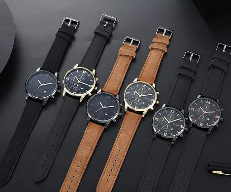 2019 Fashion Men's Three-Eye Geneva Quartz Watch