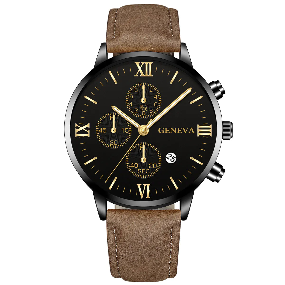 2019 Fashion Men's Three-Eye Geneva Quartz Watch