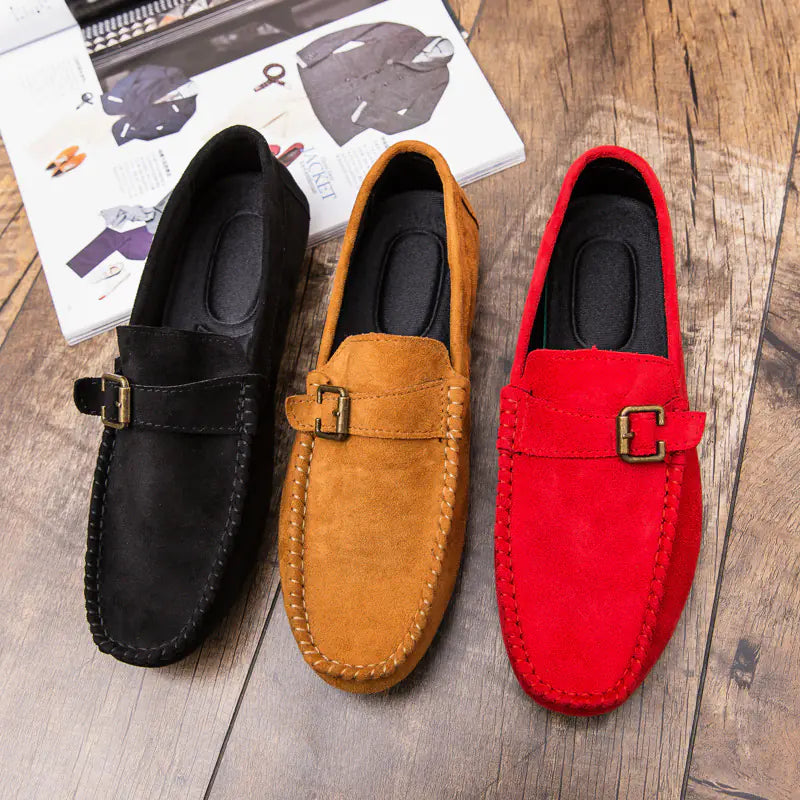 Men's Suede Slip-On Loafers - Casual Driving Shoes