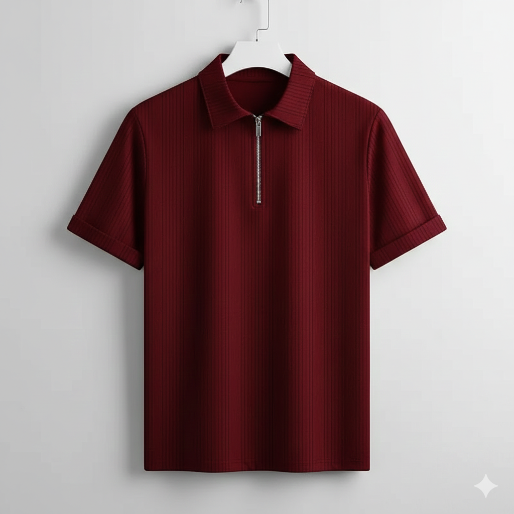 CARLOS-POLO DE PUNTO ACANALADO CON CREMALLERA