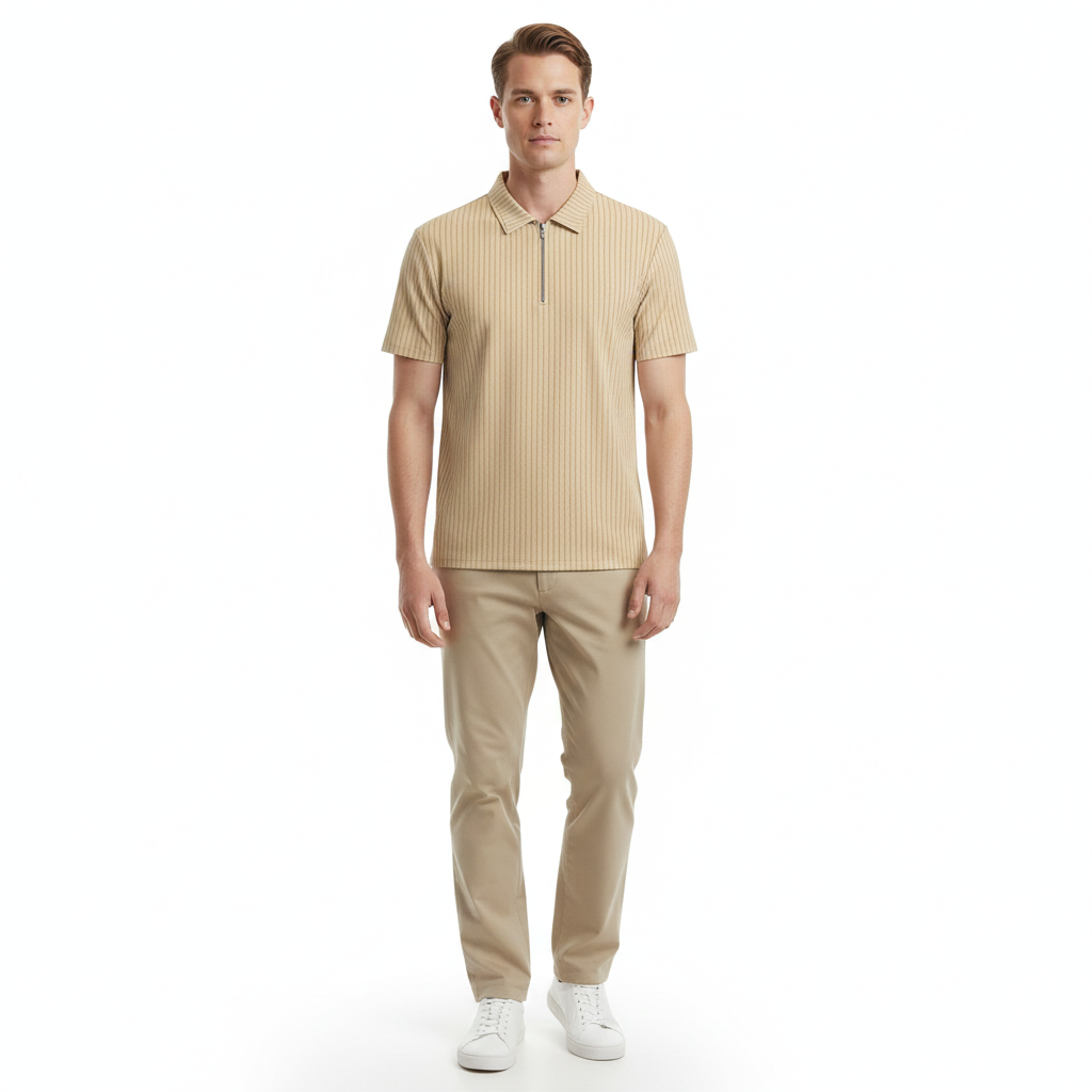 CARLOS-POLO DE PUNTO ACANALADO CON CREMALLERA