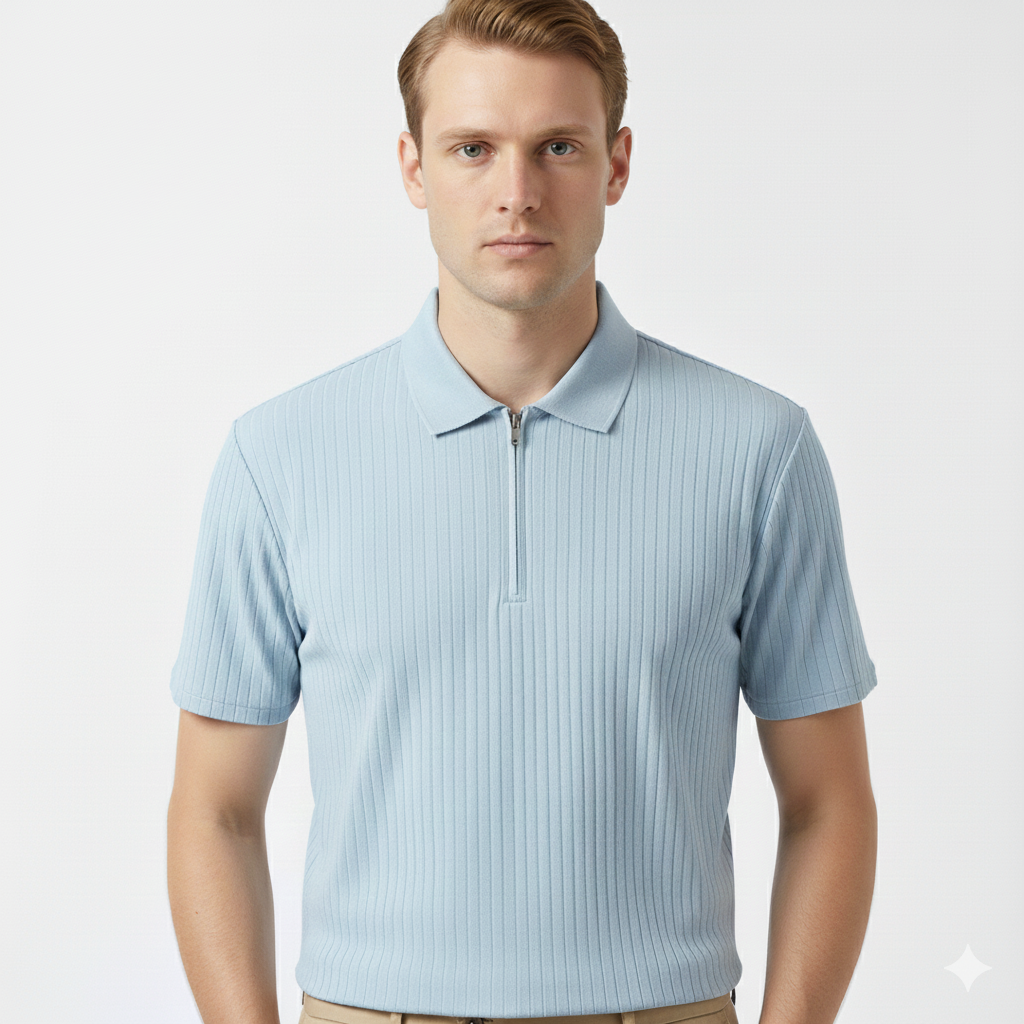 CARLOS-POLO DE PUNTO ACANALADO CON CREMALLERA