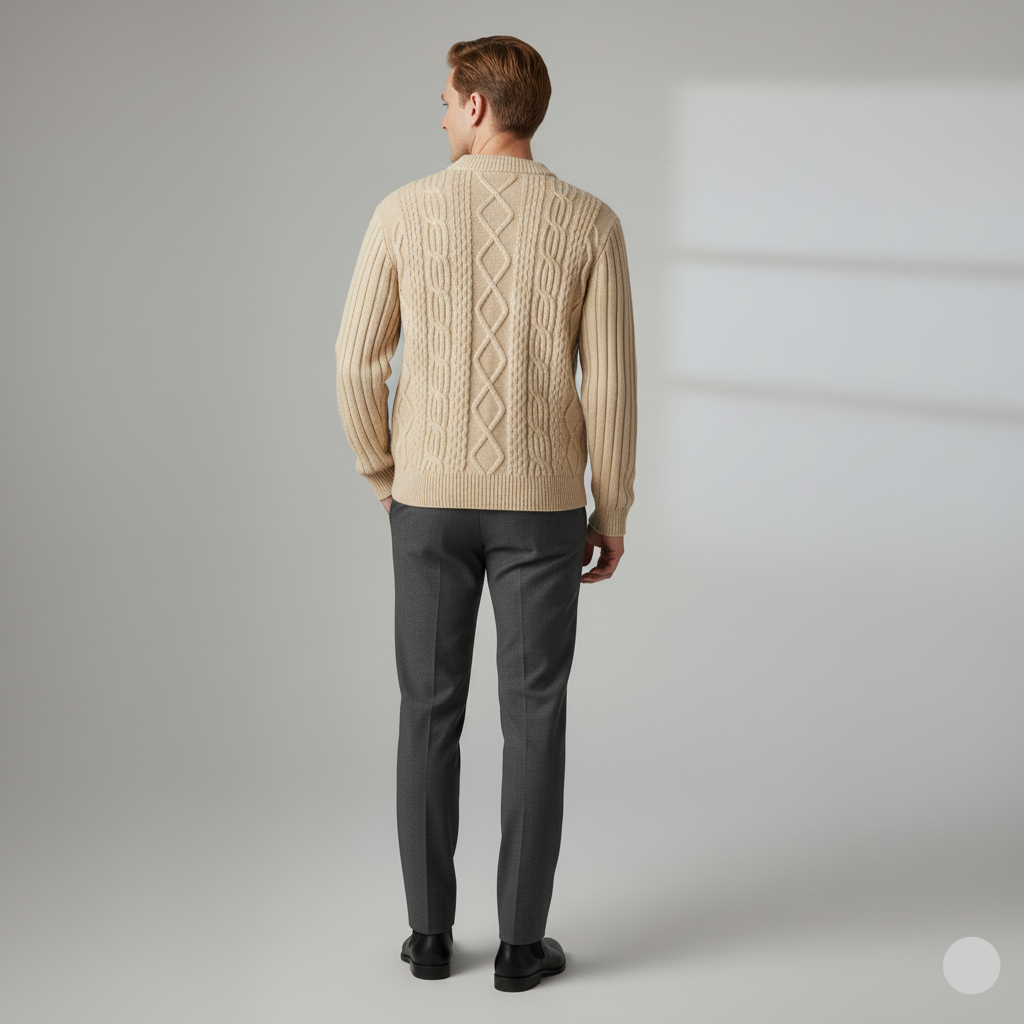 Mateo Jersey de Punto Trenzado - Suéter Beige Premium