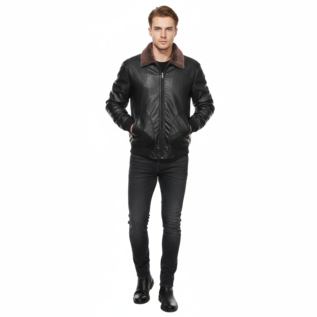 DIEGO -CHAQUETA DE CUERO CON FORRO TÉRMICO