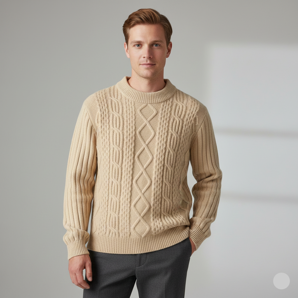 Mateo Jersey de Punto Trenzado - Suéter Beige Premium