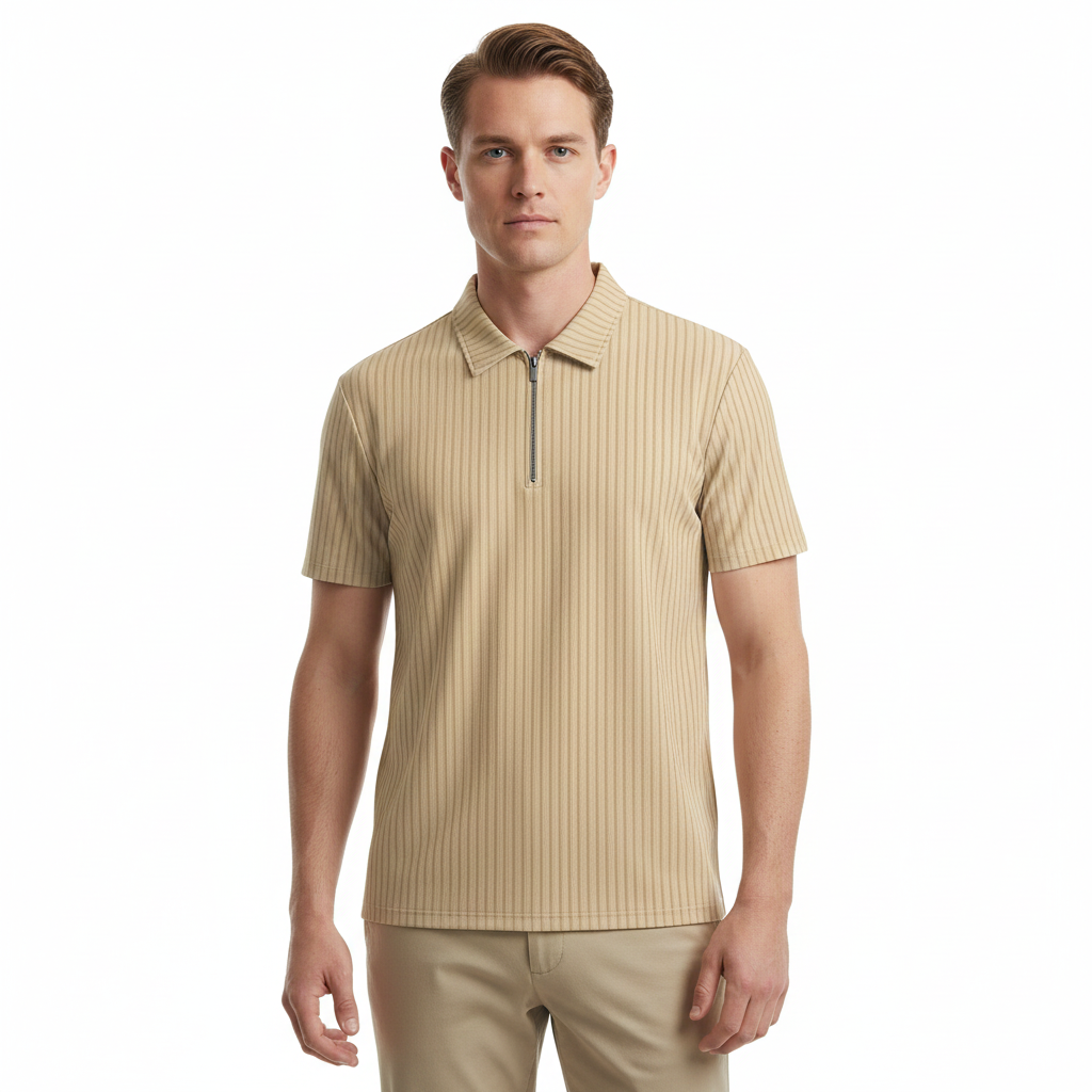 CARLOS-POLO DE PUNTO ACANALADO CON CREMALLERA