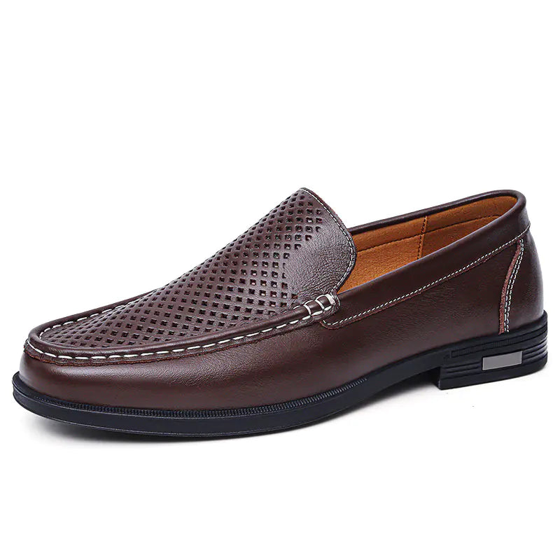 Men's Cowhide Loafers - Breathable Slip-On Dress Shoes
