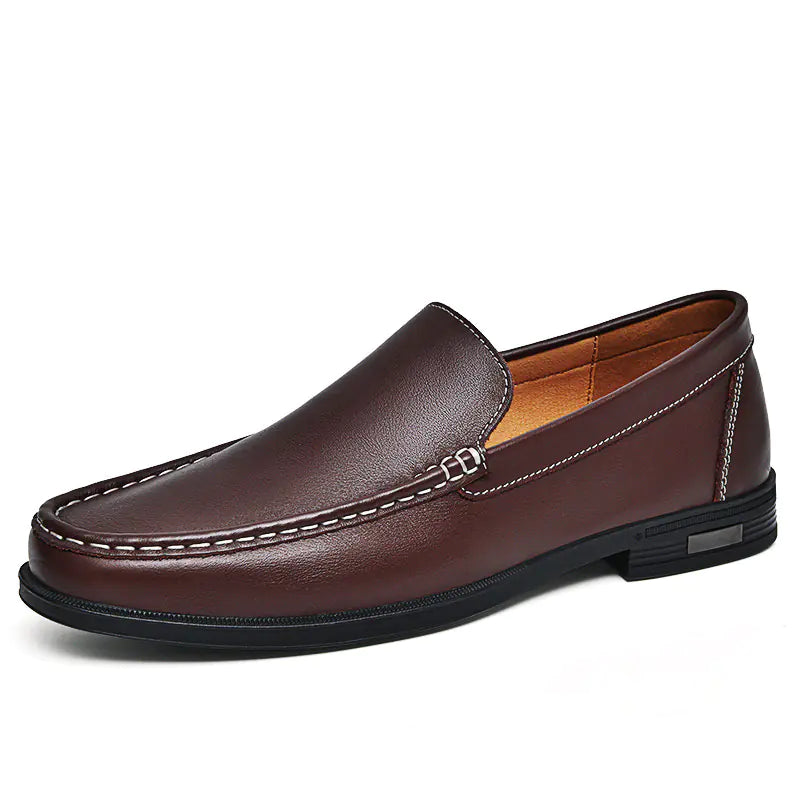 Men's Cowhide Loafers - Breathable Slip-On Dress Shoes