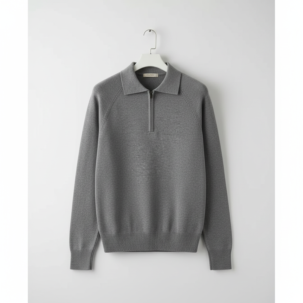 Camisola cinzenta de algodão com fecho em cabide