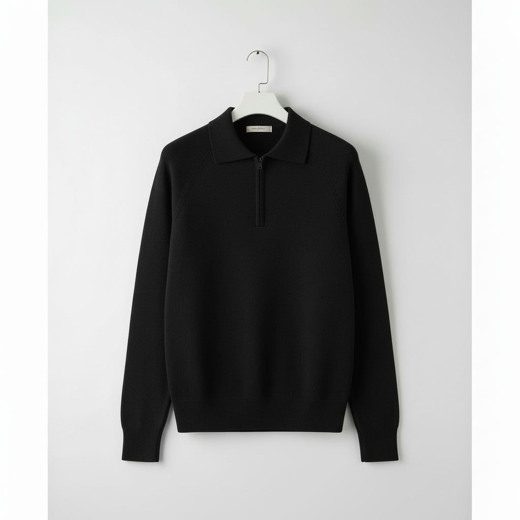 Camisola preta de algodão com fecho em cabide flutuante