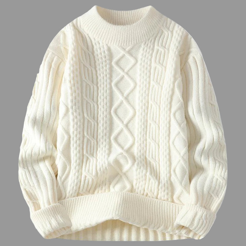 Mateo Jersey de Punto Trenzado - Suéter Beige Premium