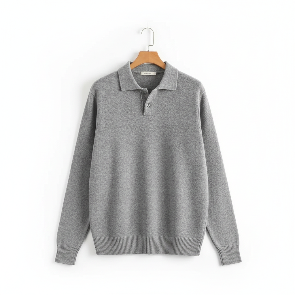Suéter cinza polo em cabide - textura uniforme