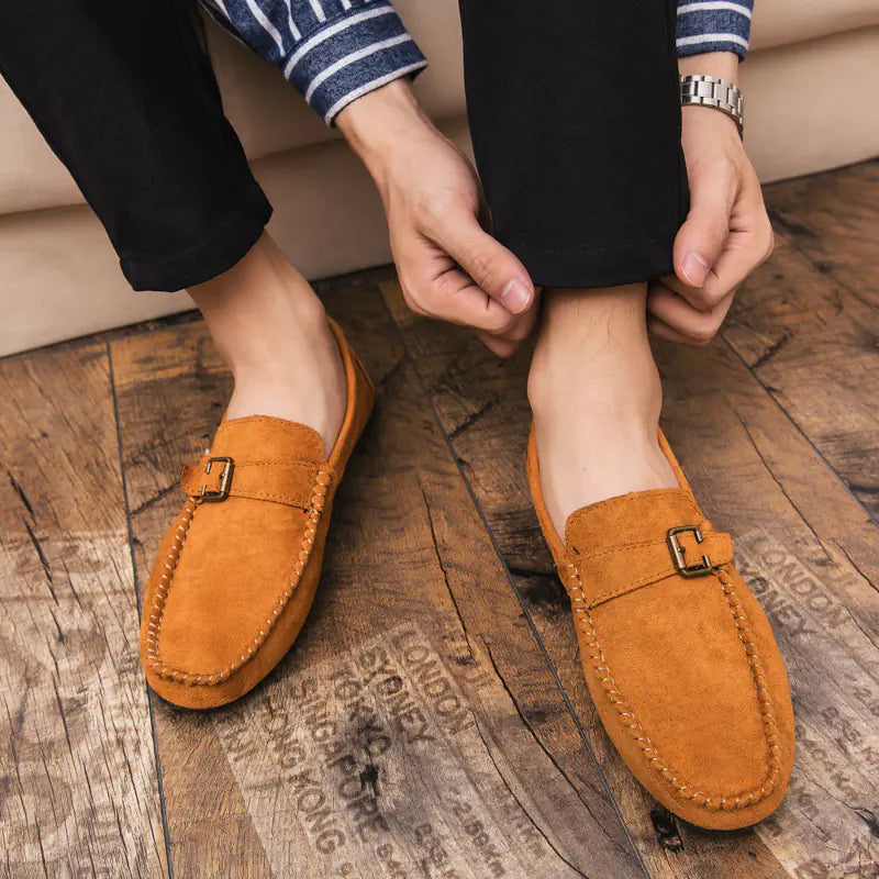 Men's Suede Slip-On Loafers - Casual Driving Shoes