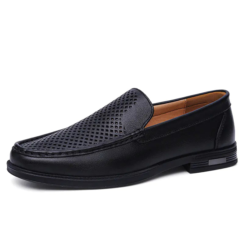 Men's Cowhide Loafers - Breathable Slip-On Dress Shoes